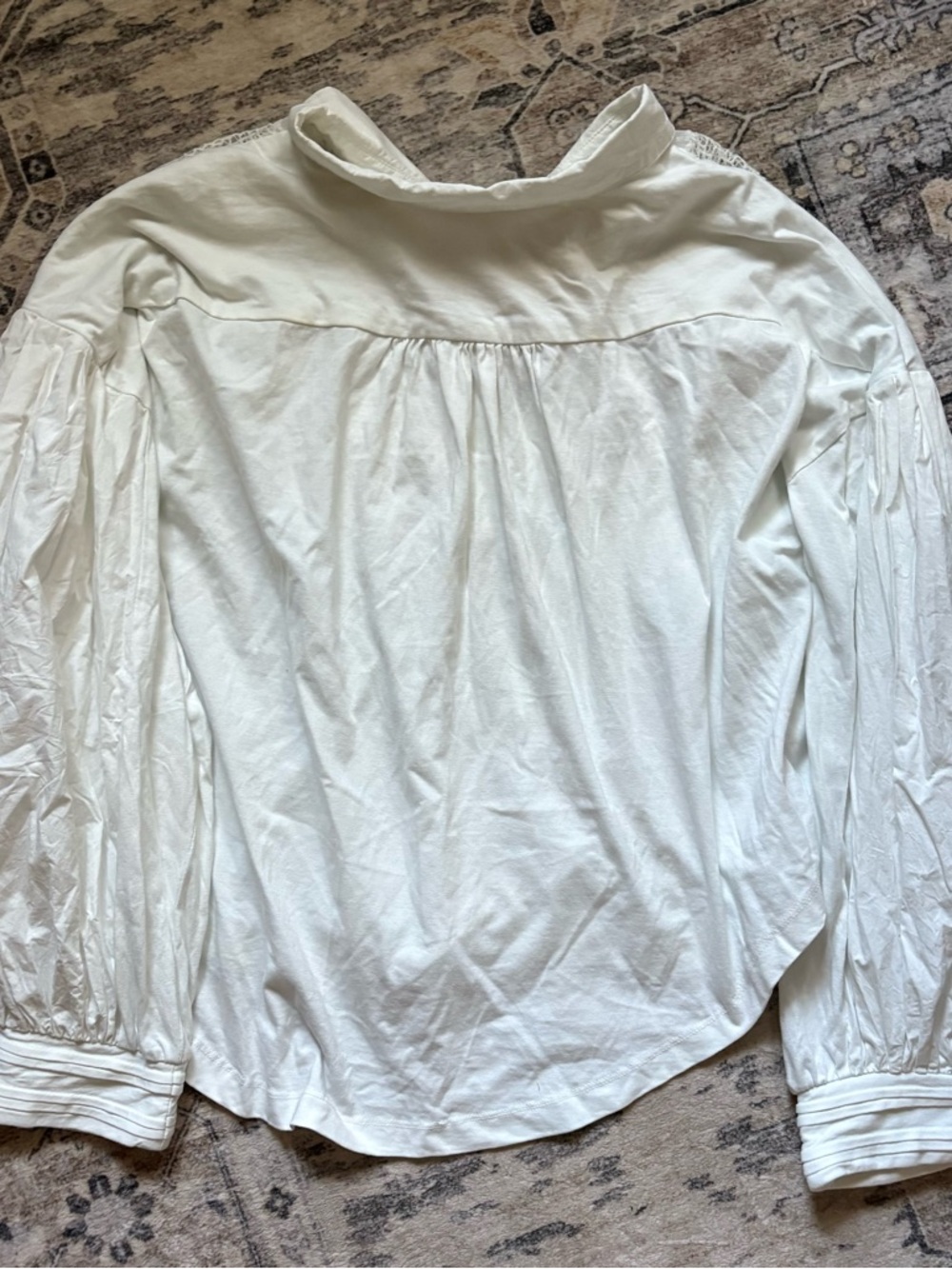 Maeve Anthropologie Balloon-Sleeve Collared Yoke Top white size L - Picture 11 of 12
